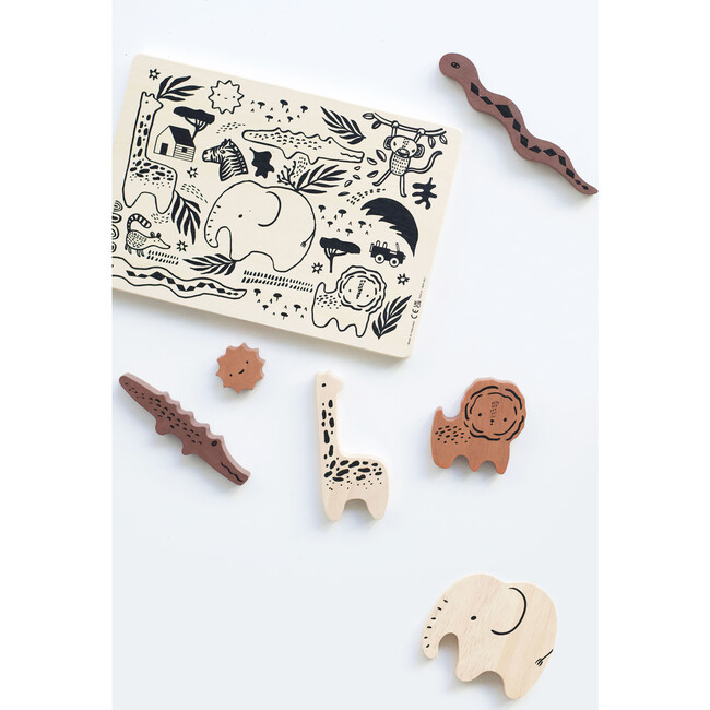 WOODEN TRAY PUZZLE - OCEAN ANIMALS - 2ND EDITION, Brown