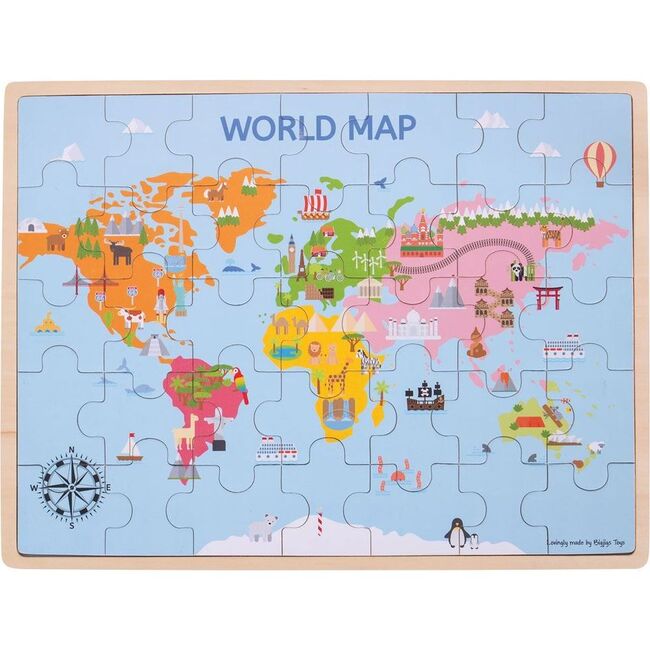 35-Piece World Map Puzzle - Wooden Puzzles - 1
