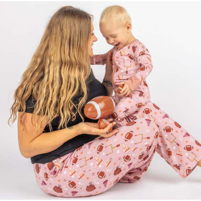 Game Day Rose Football Bamboo Convertible Baby Pajamas Pink/Multi