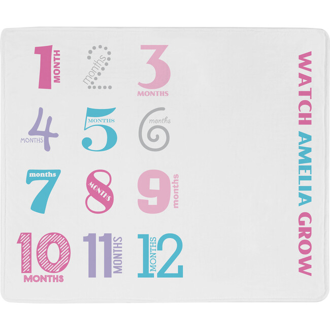 Watch Me Grow Milestone Baby Blanket, Pink