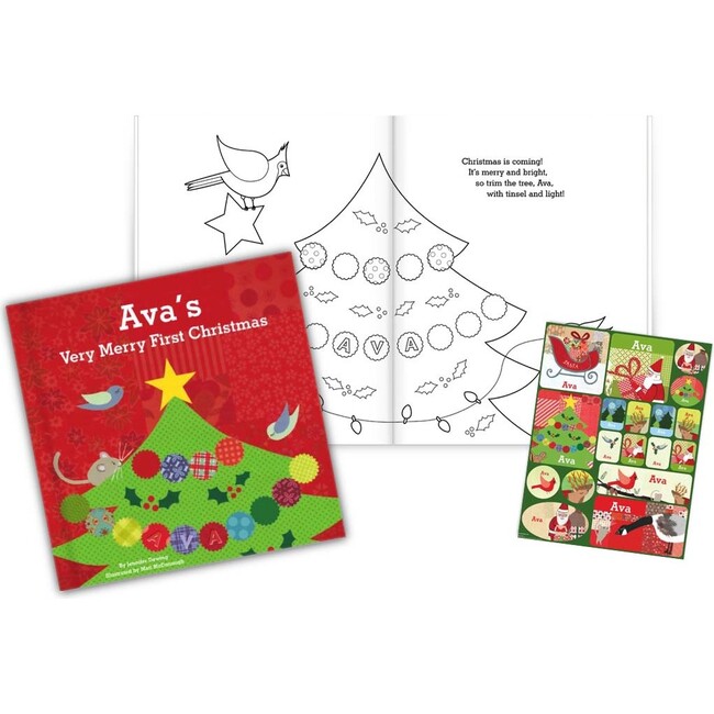 My Very Merry Christmas Personalized Book, Coloring Book and Sticker Gift Set