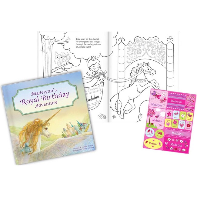 My Royal Princess Adventure Personalized Book, Coloring Book and Sticker Gift Set