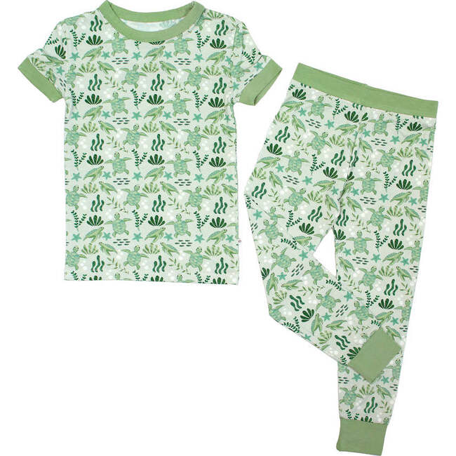 Save the Sea Turtles Bamboo Short Sleeve Kids Pajama Pants Set