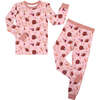 Game Day Rose Football Two-Piece Bamboo Long Sleeve Kids Pajama Pants Set Pink/Multi - Mixed Apparel Set - 1 - thumbnail