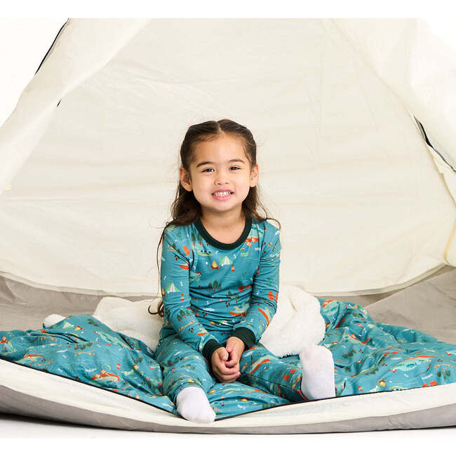 Jump in the Lake Two-Piece Bamboo Long Sleeve Kids Pajama Pants Set Blue/Multi