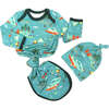 Jump in the Lake Bamboo Gown and Hat Newborn Baby Gift Set Blue/Multi - Mixed Apparel Set - 1 - thumbnail