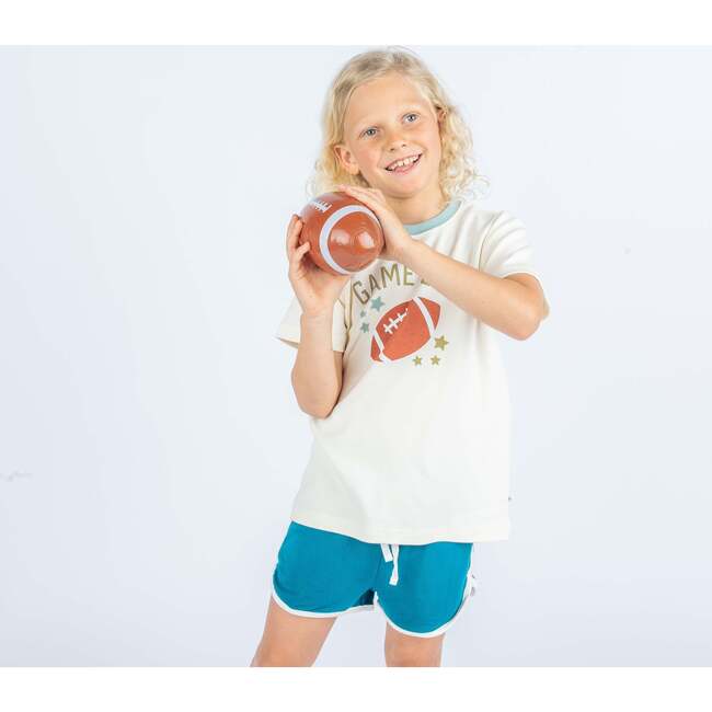 Game Day Football Cotton Toddler Short Sleeve Shirt White/Multi