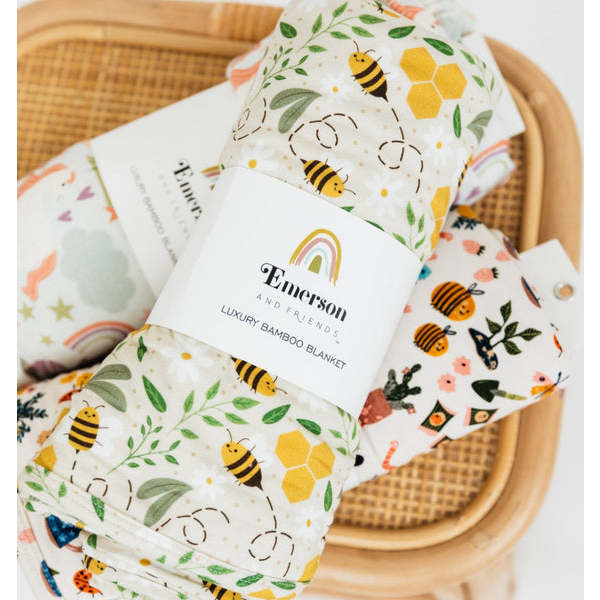 Happy Honey Bees Luxury Bamboo Blanket - Blankets - 6
