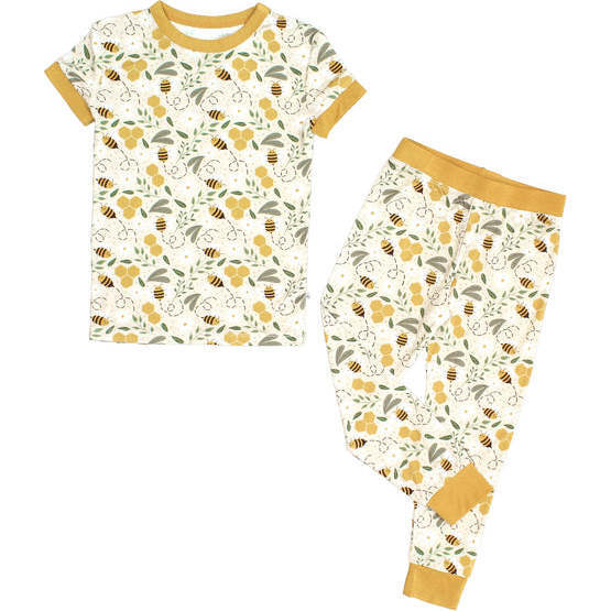 Happy Honey Bees Bamboo Short Sleeve Kids Pajama Pants Set