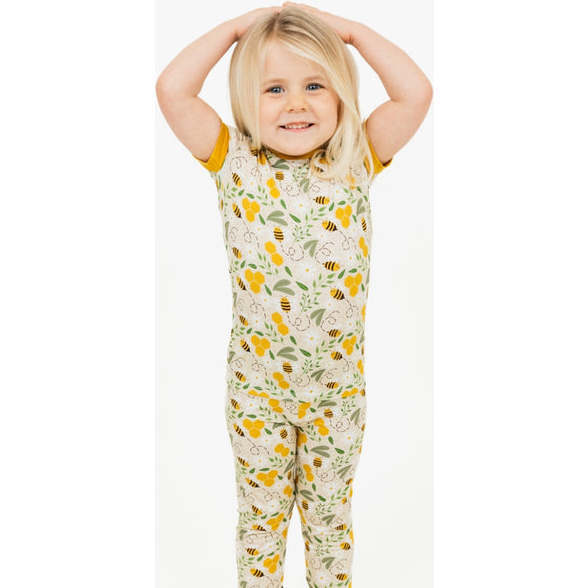Happy Honey Bees Bamboo Short Sleeve Kids Pajama Pants Set