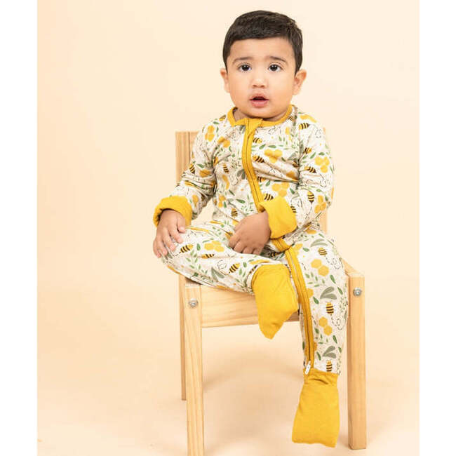 Happy Honey Bees Bamboo Convertible Baby Pajamas - Footie Pajamas - 3