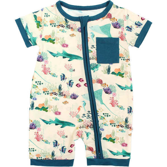 Coral Reef Bamboo Baby Shortie Romper