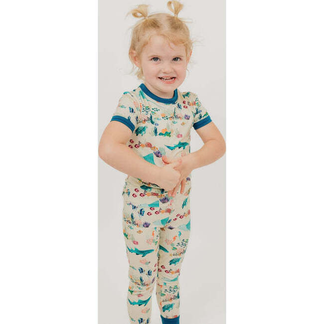 Coral Reef Bamboo Short Sleeve Kids Pajama Pants Set