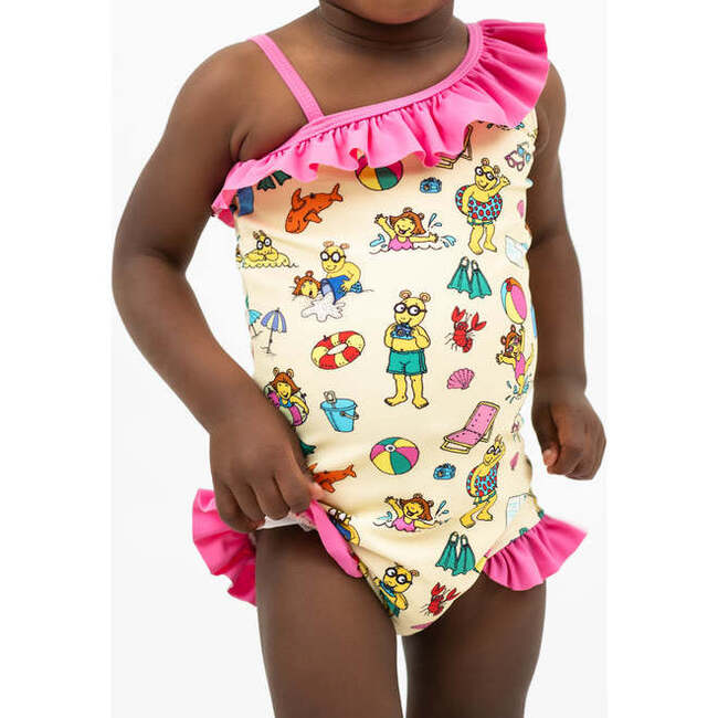 Arthur's Family Vacation Ruffle Leg One Piece Girls Swimsuit - One Pieces - 3