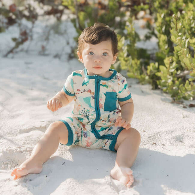 Coral Reef Bamboo Baby Shortie Romper - Rompers - 4
