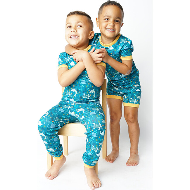 Ocean Friends Bamboo Short Sleeve Short Pajama, Blue - Pajamas - 3