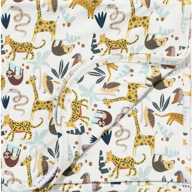Jungle Friends Luxury Bamboo Blanket, Cream