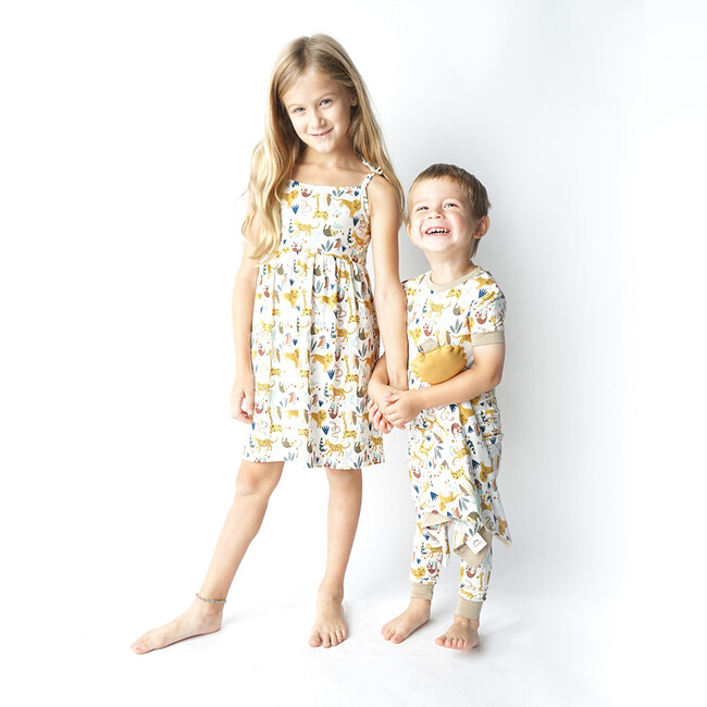 Jungle Friends Bamboo Sundress, Cream - Dresses - 3