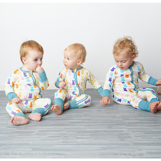 Easter Bunny Viscose Bamboo Pajama Convertible Footie Romper, Cream - Footie Pajamas - 4