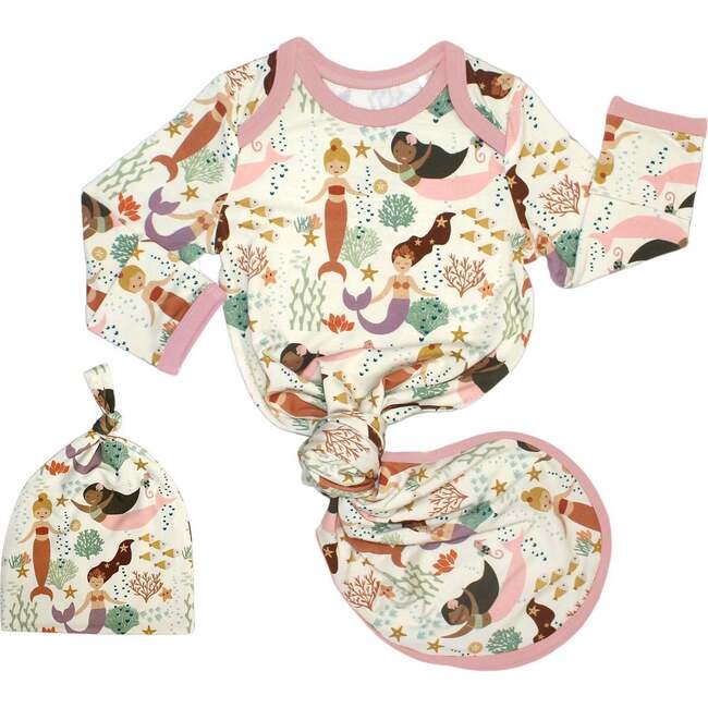 Making Waves Mermaids Bamboo Gown and Hat Newborn Baby Gift Set