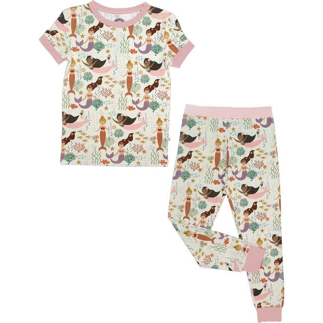 Making Waves Mermaids Bamboo Short Sleeve Kids Pajama Pants Set