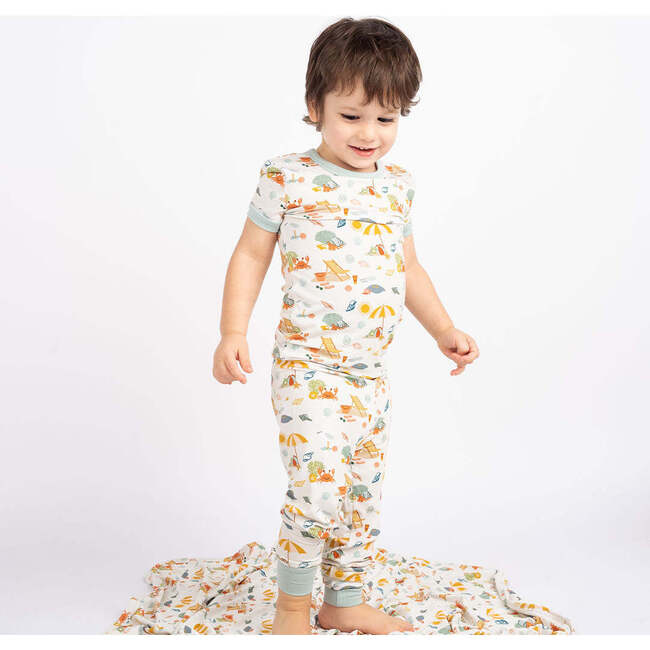 Beach Day Bamboo Short Sleeve Kids Pajama Pants Set