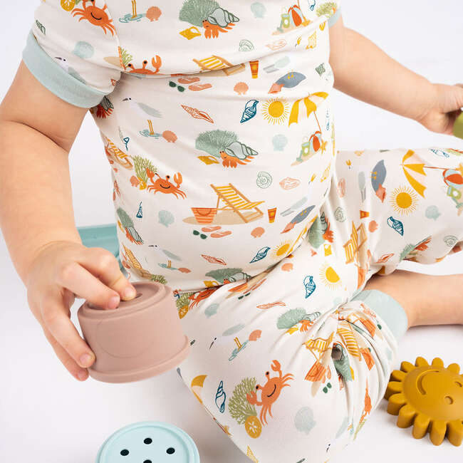 Beach Day Bamboo Short Sleeve Kids Pajama Pants Set - Pajamas - 3