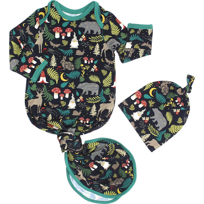 Night Forest Bamboo Gown and Hat Newborn Baby Gift Set