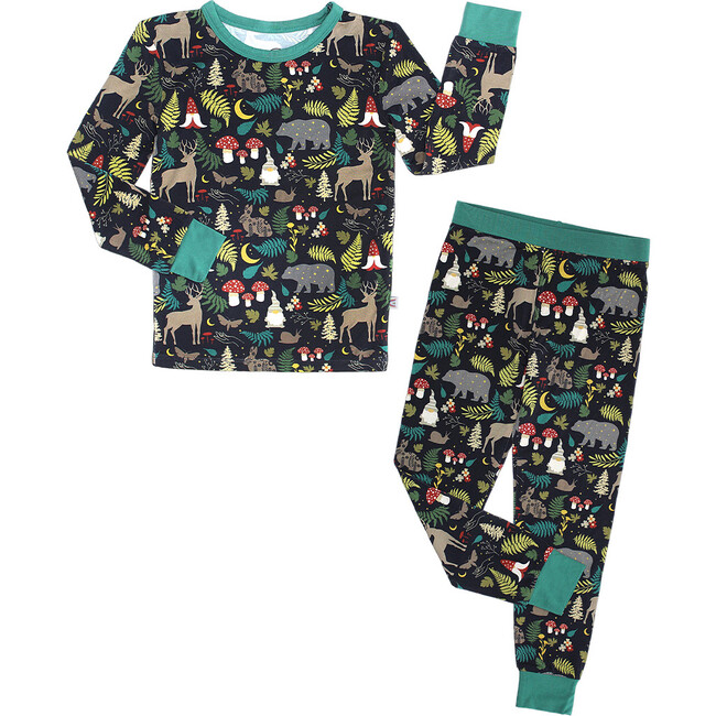 Night Forest Bamboo Long Sleeve Kids Pajama Pants Set