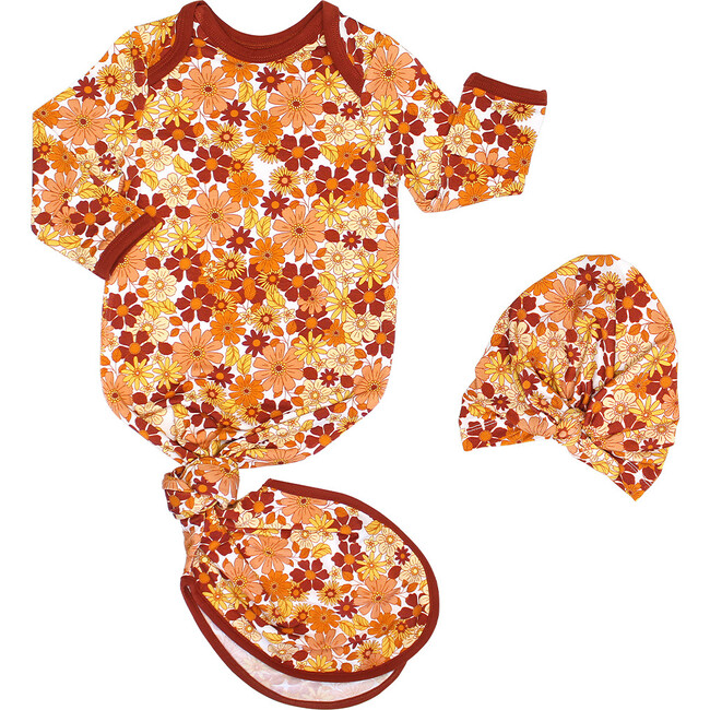 Fall Floral Bamboo Gown and Hat Newborn Baby Gift Set - Mixed Apparel Set - 1