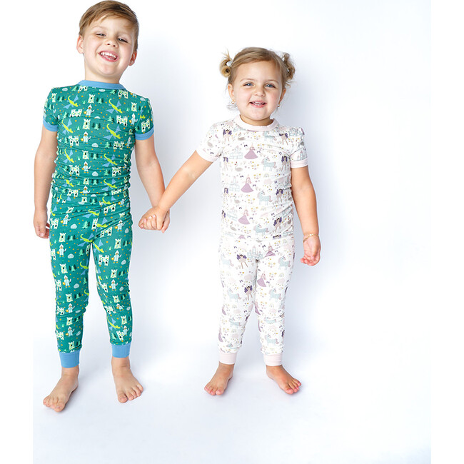Ever After Bamboo Short Sleeve Kids Pajama Pants Set, Green - Pajamas - 2