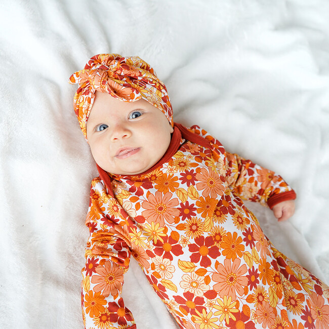 Fall Floral Bamboo Gown and Hat Newborn Baby Gift Set - Mixed Apparel Set - 3