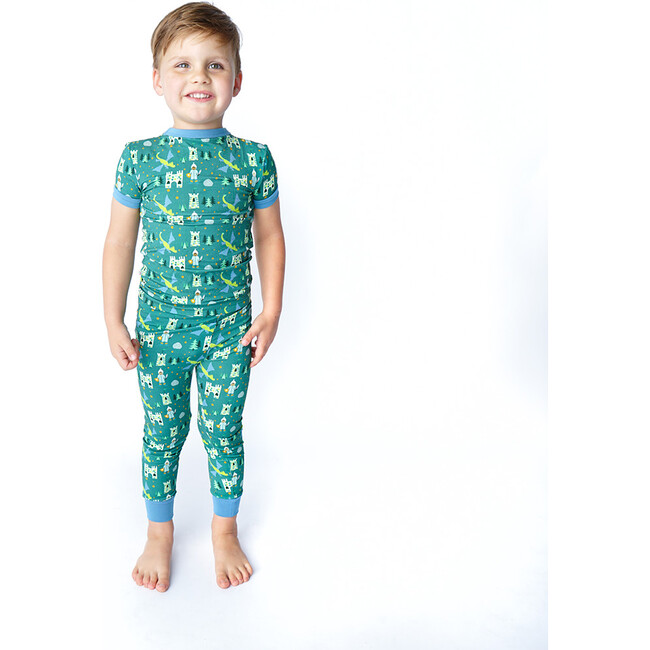 Ever After Bamboo Short Sleeve Kids Pajama Pants Set, Green - Pajamas - 3