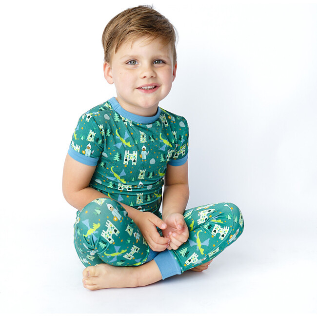 Ever After Bamboo Short Sleeve Kids Pajama Pants Set, Green - Pajamas - 4