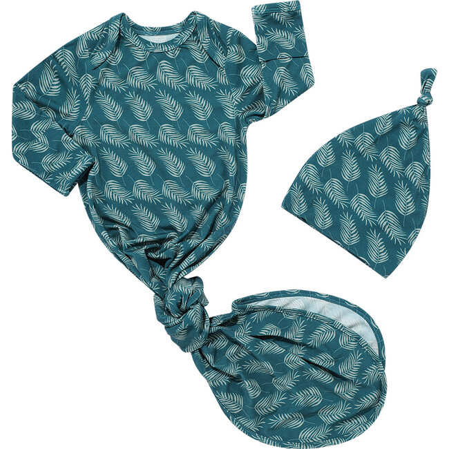 Bamboo Newborn Gown And Hat Baby Gift Set, Palms In Paradise - Mixed Apparel Set - 1