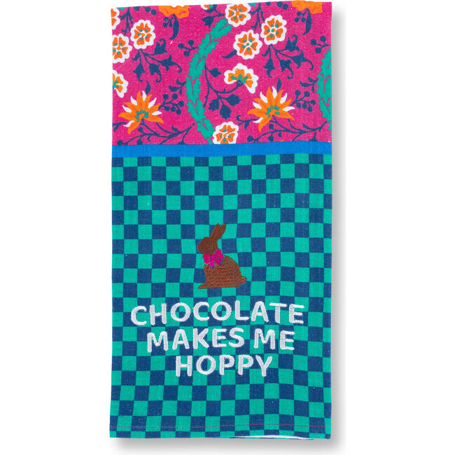 Hoppy Dish Towel, Pink & Blue