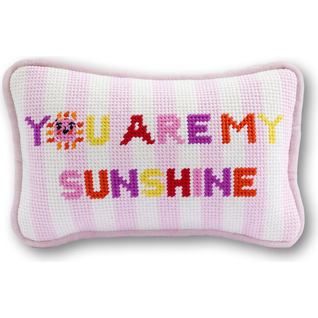 You Are My Sunshine Mini Needlepoint Pillow, Pink, White, Purple, Yellow