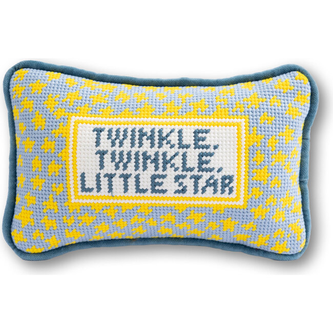 Twinkle Twinkle Mini Needlepoint Pillow, Yellow, Blue