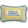 Twinkle Twinkle Mini Needlepoint Pillow, Yellow, Blue - Decorative Pillows - 1 - thumbnail