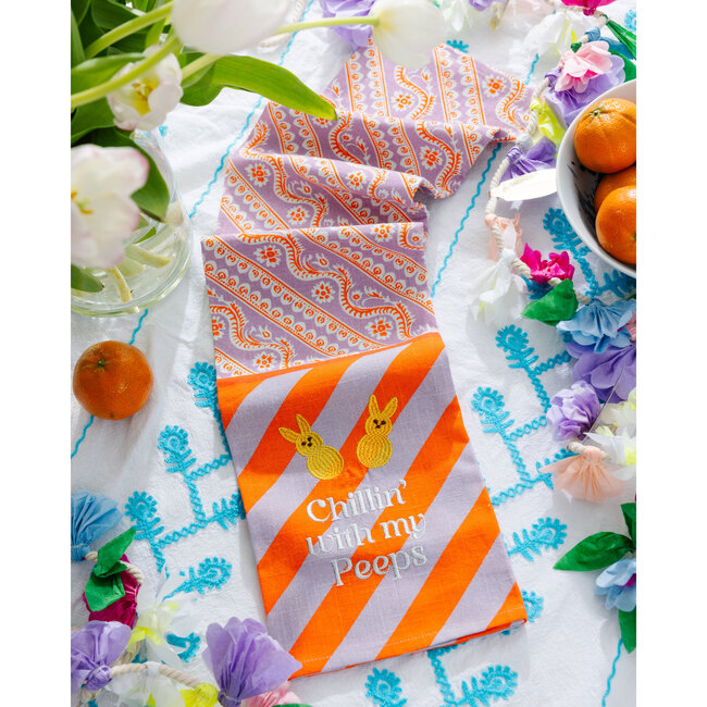 Peeps Dish Towel, Orange, Pink & Yellow