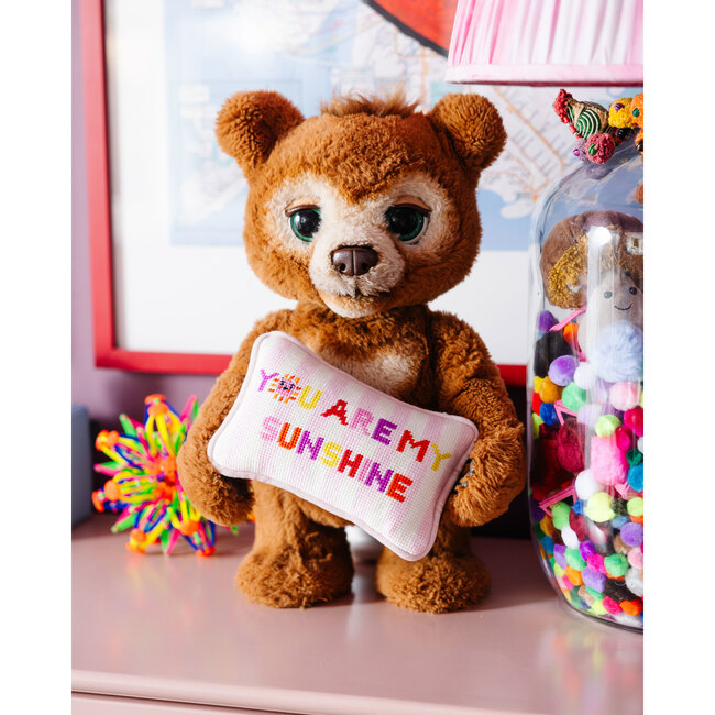 You Are My Sunshine Mini Needlepoint Pillow, Pink, White, Purple, Yellow