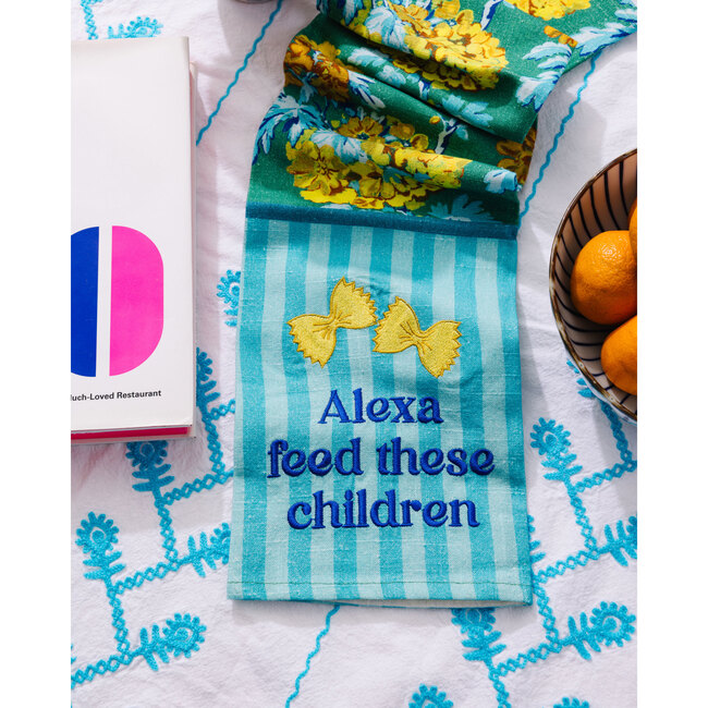 Alexa Feed the Children Dish Towel, Blue, Yellow