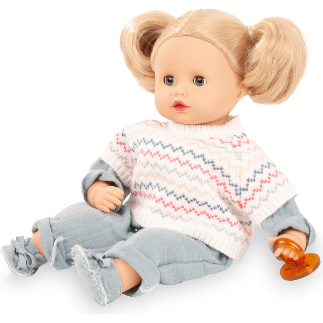 Gotz Muffin Zig Zag Outfit 13.0" Soft Baby Doll with Blonde Hair and Sleeping eyes