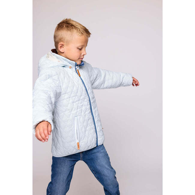 Kids Quilted Puffer Jacket, Cloud Blue - Coats - 4