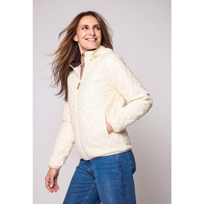 Adult Quilted Puffer Jacket, Shiny Winter White - Coats - 4