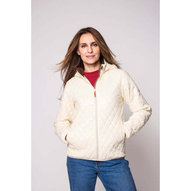 Adult Quilted Puffer Jacket, Shiny Winter White - Coats - 5