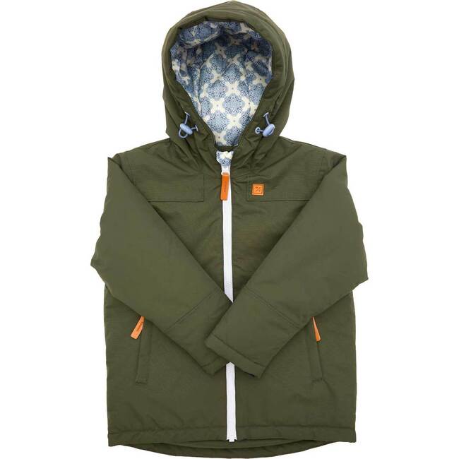 Mosaic Winter Coat, Olive Green - Parkas - 1