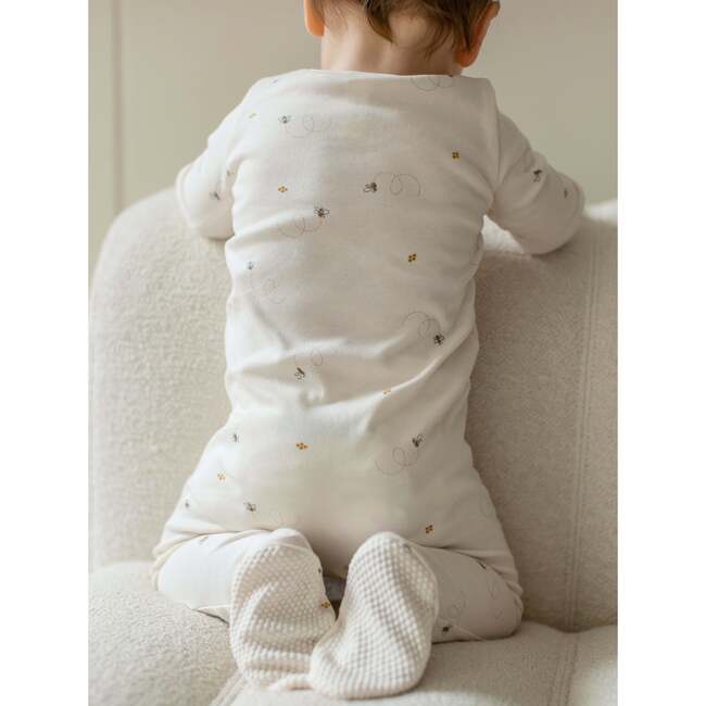 Peyton Zipper Sleeper, Bee / Pewter - Footie Pajamas - 3