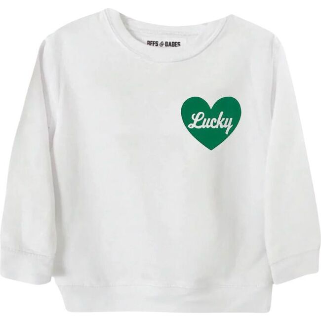 Lucky Heart Print Toddler & Youth Sweatshirt, White - Sweatshirts - 1