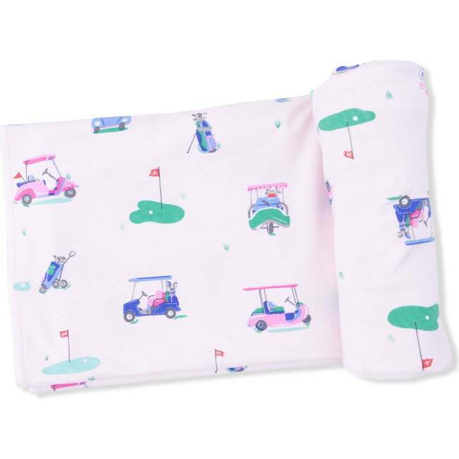 Swaddle Blanket, Vintage Golf Carts Pink
